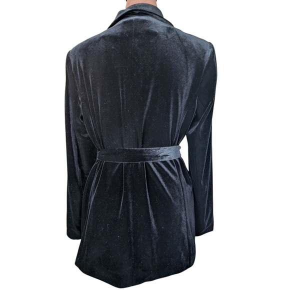Signature Elegant Black Velvet Blazer Size L Us 12 - Picture 4 of 8